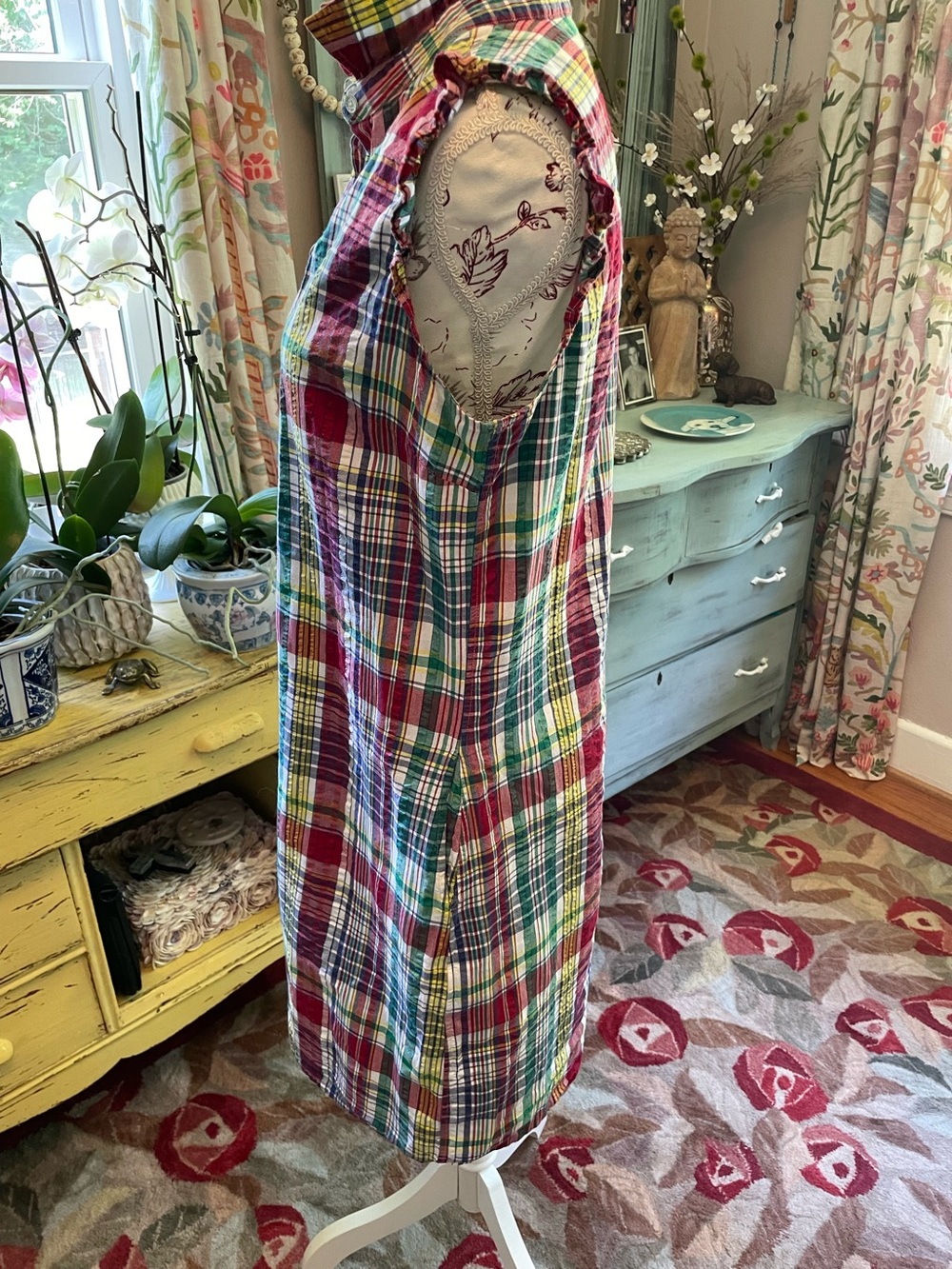 Brooks Brothers Sleeveless Multicolor Madras Plaid Button-Front dress 10 - Picture 3 of 6